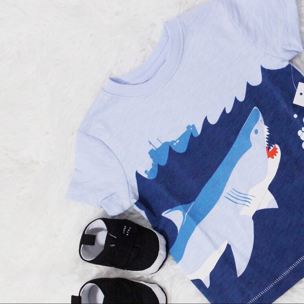 New Baby Gap Shark Wave Graphic T-shirt - Picture 4 of 6
